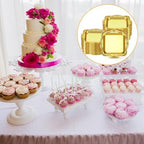 100 Pcs Mini Square Baroque Dessert Display Trays Mini Elegant Plastic Serving Trays Small Cake Candy Plates for, alternate