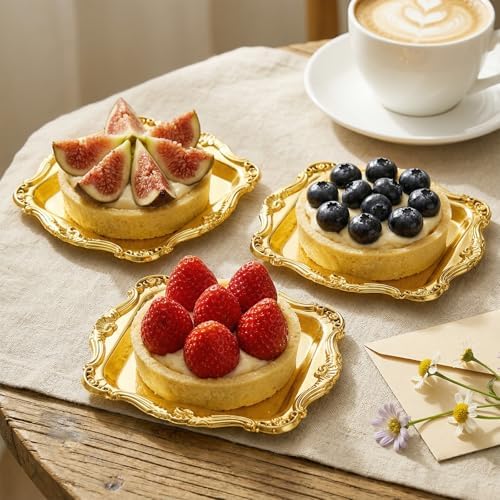 100 Pcs Mini Square Baroque Dessert Display Trays Mini Elegant Plastic Serving Trays Small Cake Candy Plates for, alternate