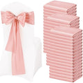 100 Pcs Rose Gold Satin Chair Sashes Ties, 7×108inch in 7×108inch