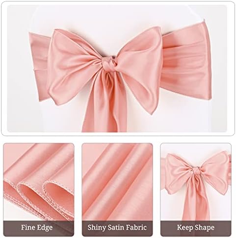 100 Pcs Rose Gold Satin Chair Sashes Ties, 7×108inch in 7×108inch, alternate view 4
