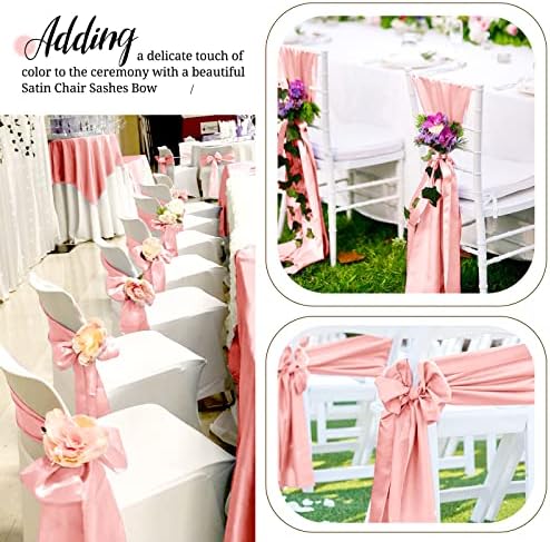 100 Pcs Rose Gold Satin Chair Sashes Ties, 7×108inch in 7×108inch, alternate view 7