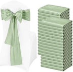 100 Pcs Sage Green Satin Chair Sashes Ties, 7×108inch in 7×108inch