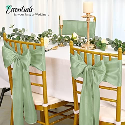 100 Pcs Sage Green Satin Chair Sashes Ties, 7×108inch in 7×108inch, alternate view 2