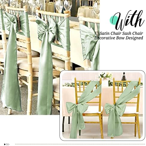 100 Pcs Sage Green Satin Chair Sashes Ties, 7×108inch in 7×108inch, alternate view 4