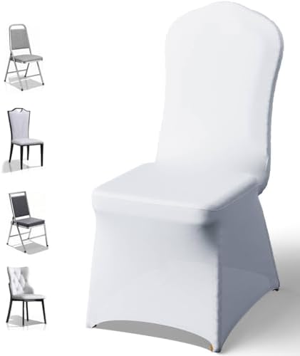 100 PCS Spandex Banquet Chair Covers White, Universal Fitted