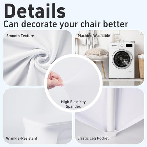 100 PCS Spandex Banquet Chair Covers White, Universal Fitted, alternate view 4
