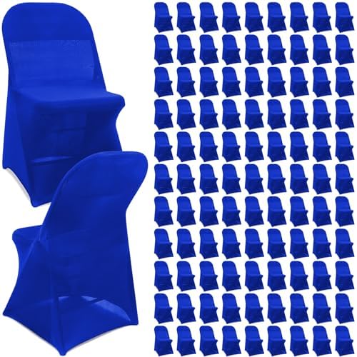 100 Pcs Spandex Chair Covers Bulk for Wedding Banquet, Blue in Blue