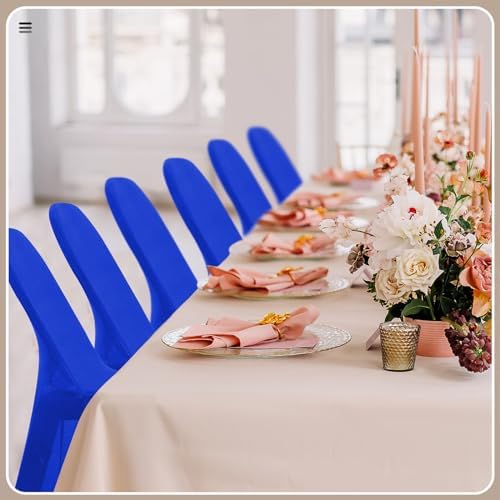 100 Pcs Spandex Chair Covers Bulk for Wedding Banquet, Blue in Blue, alternate view 2