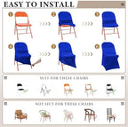 100 Pcs Spandex Chair Covers Bulk for Wedding Banquet, Blue in Blue, alternate view 4