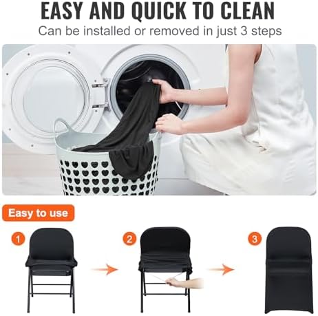 100 Pcs Stretch Spandex Folding Chair Covers Universal Fitted Black, alternate view 6
