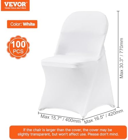 100 Pcs Stretch Spandex Folding Chair Covers Universal Fitted White, alternate view 3