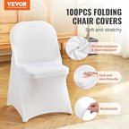 100 Pcs Stretch Spandex Folding Chair Covers Universal Fitted White, alternate view 4