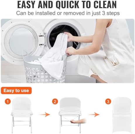100 Pcs Stretch Spandex Folding Chair Covers Universal Fitted White, alternate view 6