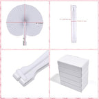 100 Pcs White Round Paper Fans, alternate view 3