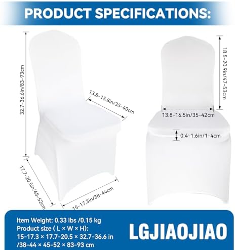 100 Pieces White Chair Covers - Versatile Stretch Polyester Spandex Dining Chair Slipcovers for Dining, Party, alternate view