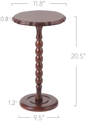 100% Solid Wood Small Side Table, Rustic Round Drink Table, alternate view 2