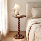 100% Solid Wood Small Side Table, Rustic Round Drink Table, alternate view 7