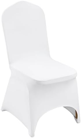 100 White Washable and Removable Universal Wedding Banquet Chair Covers with Polyester Spandex Elastic Sliding