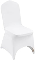100 White Washable and Removable Universal Wedding Banquet Chair Covers with Polyester Spandex Elastic Sliding