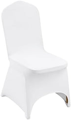 100 White Washable and Removable Universal Wedding Banquet Chair Covers with Polyester Spandex Elastic Sliding