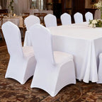 100 White Washable and Removable Universal Wedding Banquet Chair Covers with Polyester Spandex Elastic Sliding, alternate