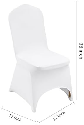 100 White Washable and Removable Universal Wedding Banquet Chair Covers with Polyester Spandex Elastic Sliding, alternate