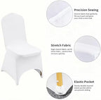 100 White Washable and Removable Universal Wedding Banquet Chair Covers with Polyester Spandex Elastic Sliding, alternate