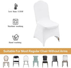 100 White Washable and Removable Universal Wedding Banquet Chair Covers with Polyester Spandex Elastic Sliding, alternate