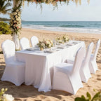 100 White Washable and Removable Universal Wedding Banquet Chair Covers with Polyester Spandex Elastic Sliding, alternate