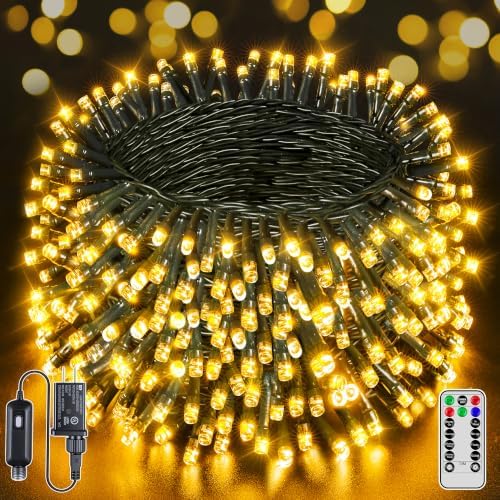 1000 LED 328 FT Christmas Lights, Waterproof Outdoor String With Remote and Timer, 8 Modes Dimmable, Fairy