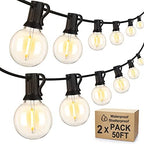 100Ft(2x50Ft) Outdoor String Lights, G40 Globe Patio Lights with 50+4 Waterproof Hanging LED Bulbs for Balcony