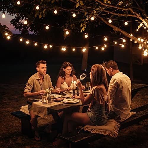 100Ft(2x50Ft) Outdoor String Lights, G40 Globe Patio Lights with 50+4 Waterproof Hanging LED Bulbs for Balcony, alternate