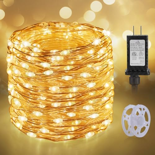 100FT 300LED Outdoor Fairy Lights Plug in Warm White Christmas Decor