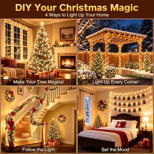 100FT 300LED Outdoor Fairy Lights Plug in Warm White Christmas Decor, alternate view 6