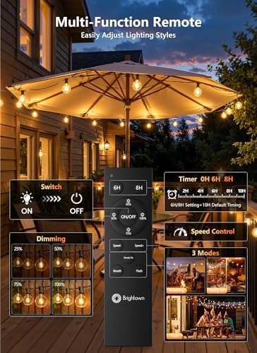 100FT 31 Bulbs Outdoor String Lights with Remote & Dimmable in Black, alternate view 2