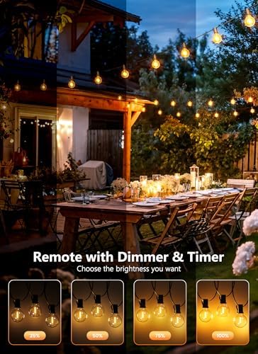100FT 31 Bulbs Outdoor String Lights with Remote & Dimmable in Black, alternate view 3