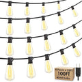 100FT(4x25FT) Outdoor String Lights, Patio Lights with 40+4 LED Dimmable Waterproof Linkable ST38 Edison Bulbs
