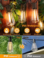 100FT(4x25FT) Outdoor String Lights, Patio Lights with 40+4 LED Dimmable Waterproof Linkable ST38 Edison Bulbs, alternate