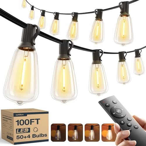 100FT(50FT*2) Outdoor String Lights ST38 LED with Remote Waterproof