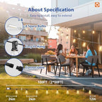 100FT(50FT*2) Outdoor String Lights ST38 LED with Remote Waterproof, alternate view 5