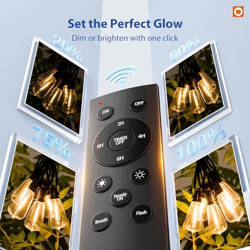 100FT(50FT*2) Outdoor String Lights ST38 LED with Remote Waterproof, alternate view 6