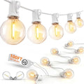 100FT G40 LED White String Lights Outdoor, Connectable Patio Globe String Lights with 52 Shatterproof LED Bulbs