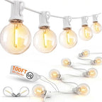 100FT G40 LED White String Lights Outdoor, Connectable Patio Globe String Lights with 52 Shatterproof LED Bulbs