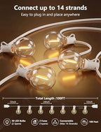 100FT G40 LED White String Lights Outdoor, Connectable Patio Globe String Lights with 52 Shatterproof LED Bulbs, alternate