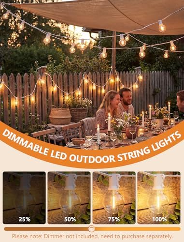 100FT G40 LED White String Lights Outdoor, Connectable Patio Globe String Lights with 52 Shatterproof LED Bulbs, alternate