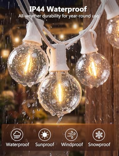 100FT G40 LED White String Lights Outdoor, Connectable Patio Globe String Lights with 52 Shatterproof LED Bulbs, alternate