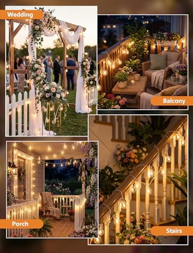 100FT G40 LED White String Lights Outdoor, Connectable Patio Globe String Lights with 52 Shatterproof LED Bulbs, alternate