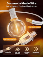 100FT G40 LED White String Lights Outdoor, Connectable Patio Globe String Lights with 52 Shatterproof LED Bulbs, alternate