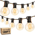 100FT LED Outdoor String Lights Patio Light with 52 Shatterproof G40 Dimmable Globe Bulb, 2-Pack 50FT Waterproof