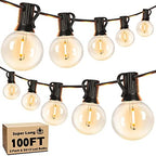 100FT LED Outdoor String Lights Patio Light with 52 Shatterproof G40 Dimmable Globe Bulb, 2-Pack 50FT Waterproof